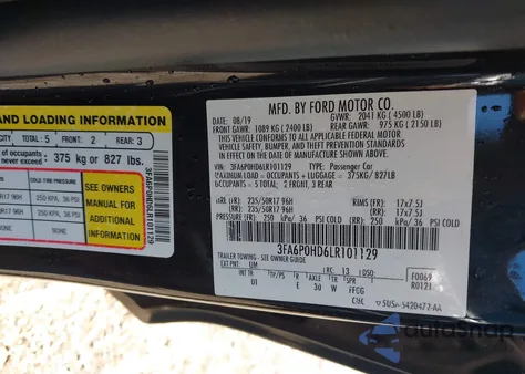 2020 Ford Fusion Se z USA, uszkodzony, nr VIN 3FA6P0HD6LR101129